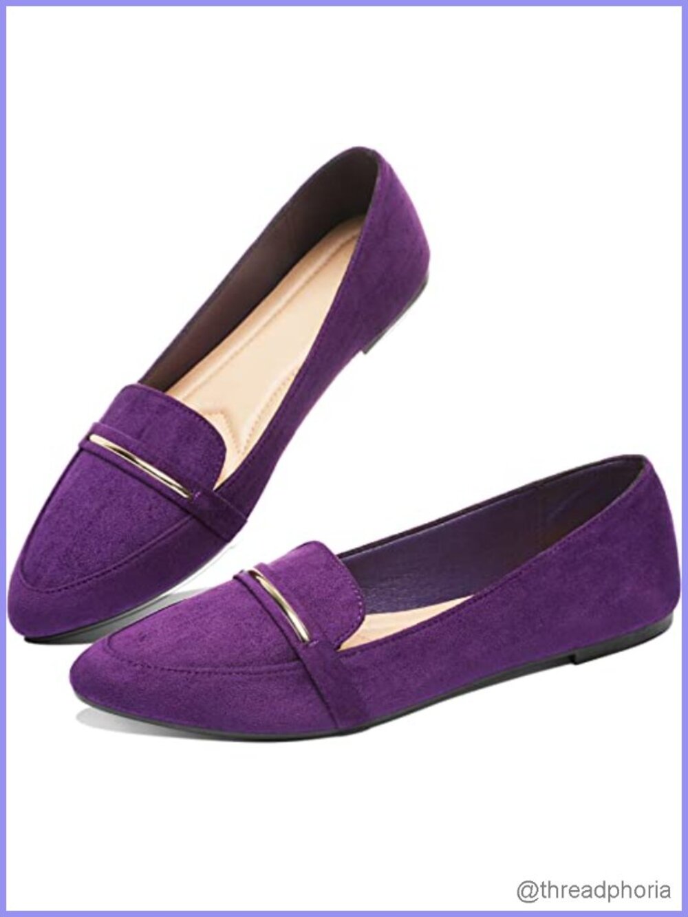 Pointy Toe Loafer Flat Faux Suede Penny Loafer Slip On Ballet Flat Work Shoes